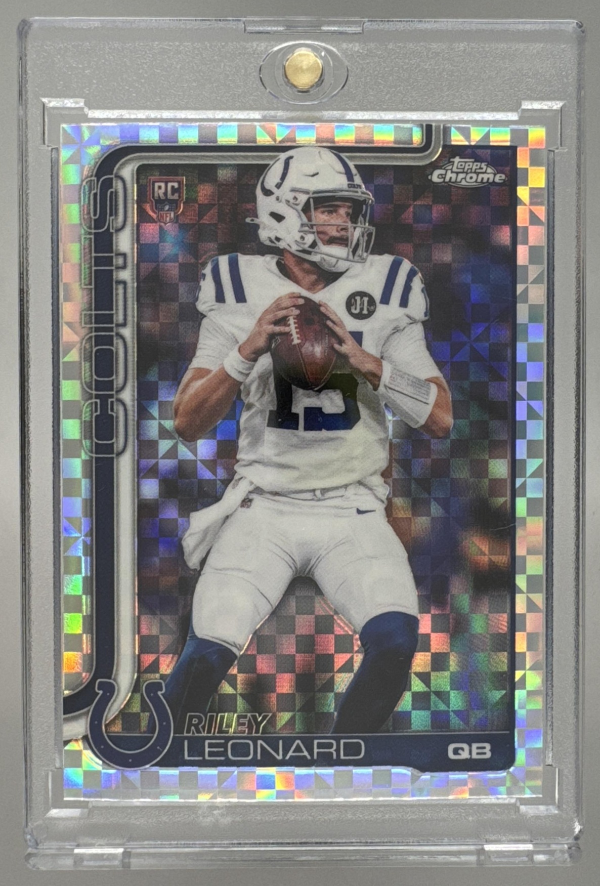 Card image for 2025 Topps Football Chrome Riley Leonard Rookie #318 RC Indianapolis Colts