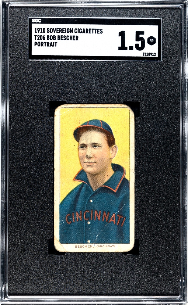1909 T206 Bob Bescher Soverign Reds SGC 1.5
