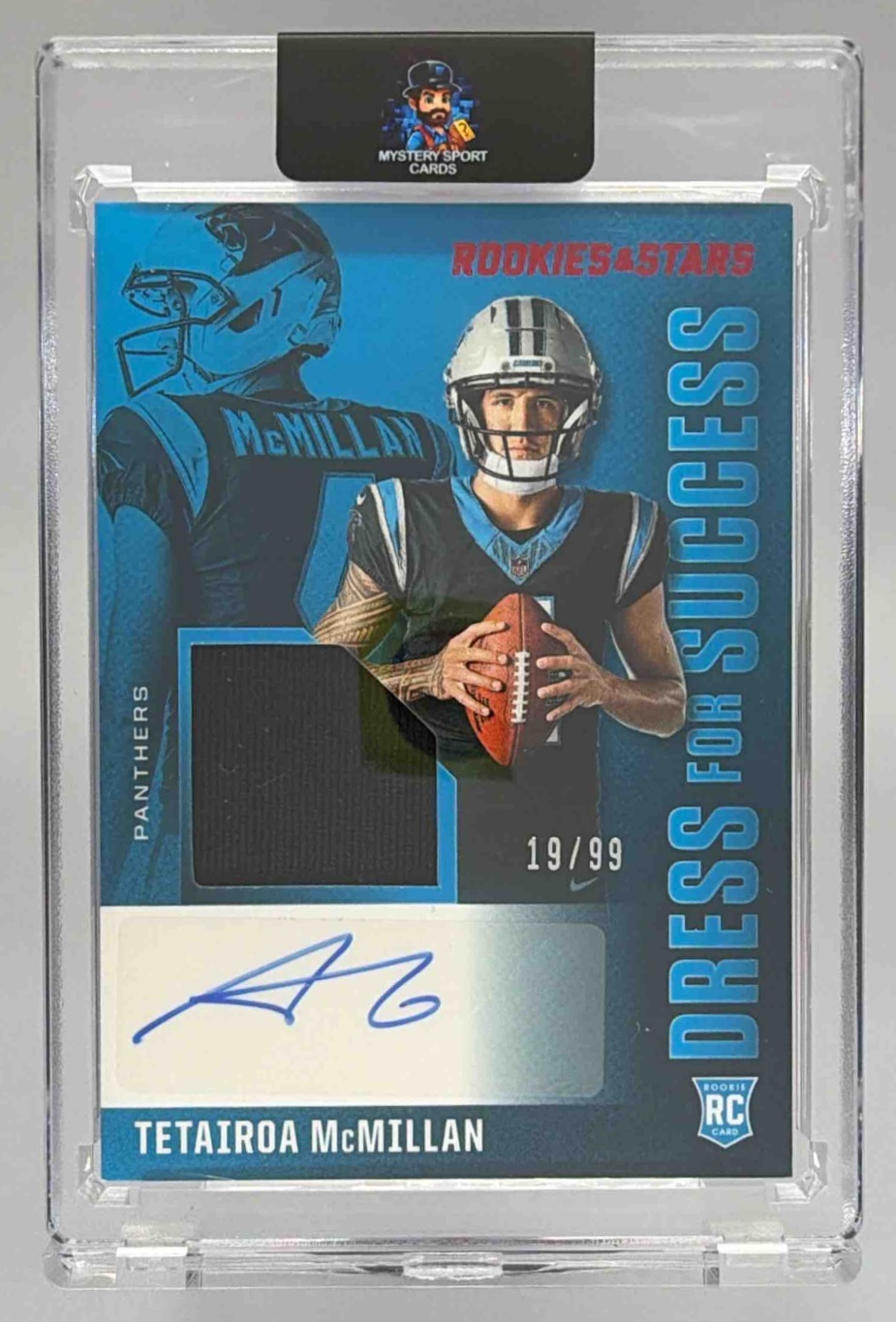 Card image for 2025 Panini Rookies & Stars Tetairoa McMillan Dress for Success /99 #DFS-TMN MEM RC Auto Panthers
