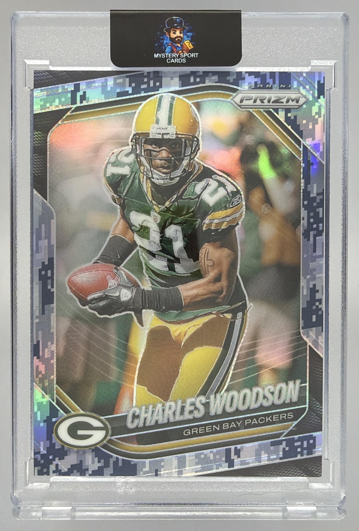Card image for 2025 Panini Football Prizm Charles Woodson Navy Camo /25 #119 Green Bay Packers