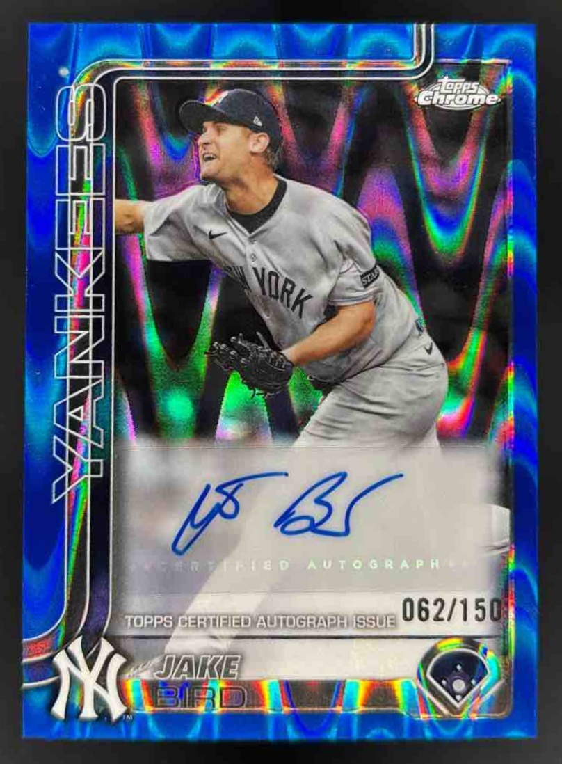 Card image for 2025 Topps Chrome Update Jake Bird Auto Blue Raywave Refractor /150
