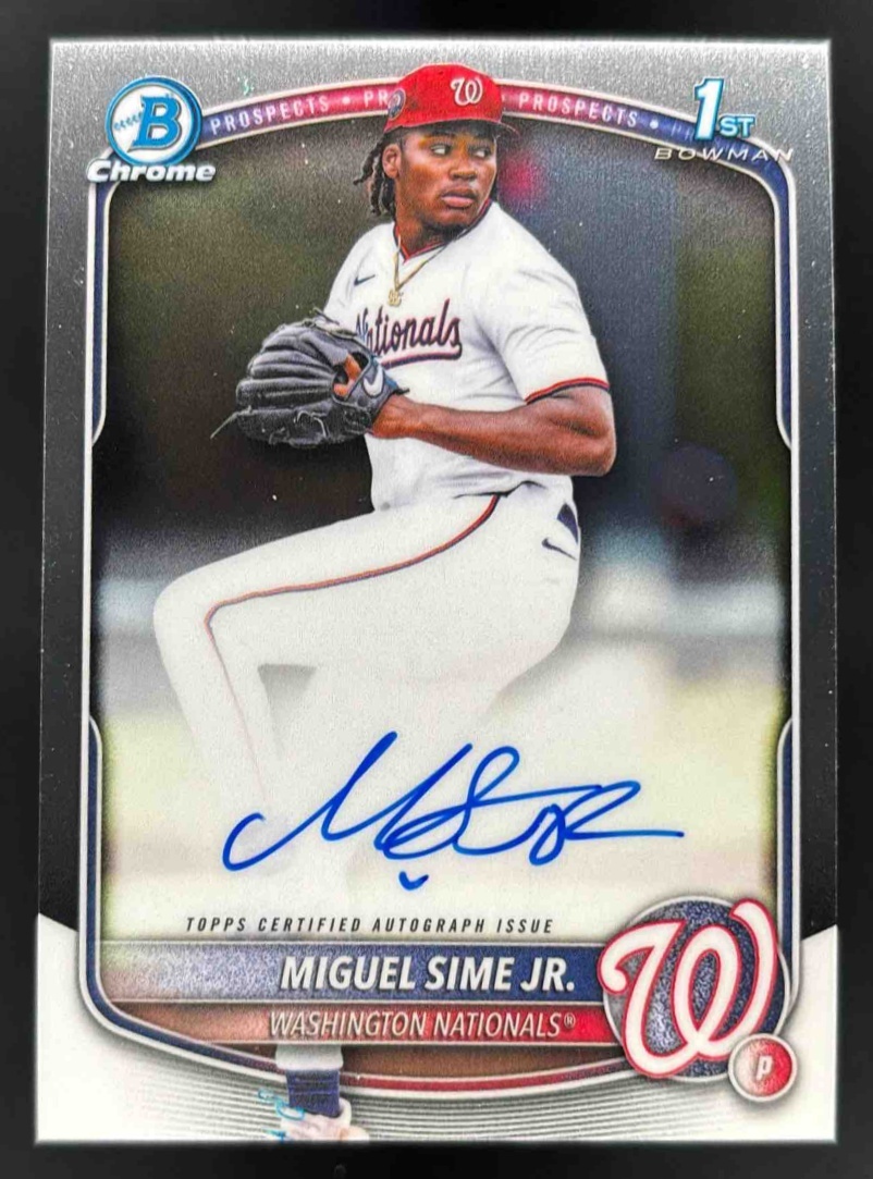 Card image for 2025 Bowman Draft Miguel Sime Jr. Chrome Prospect Auto #CPA-MS Nationals