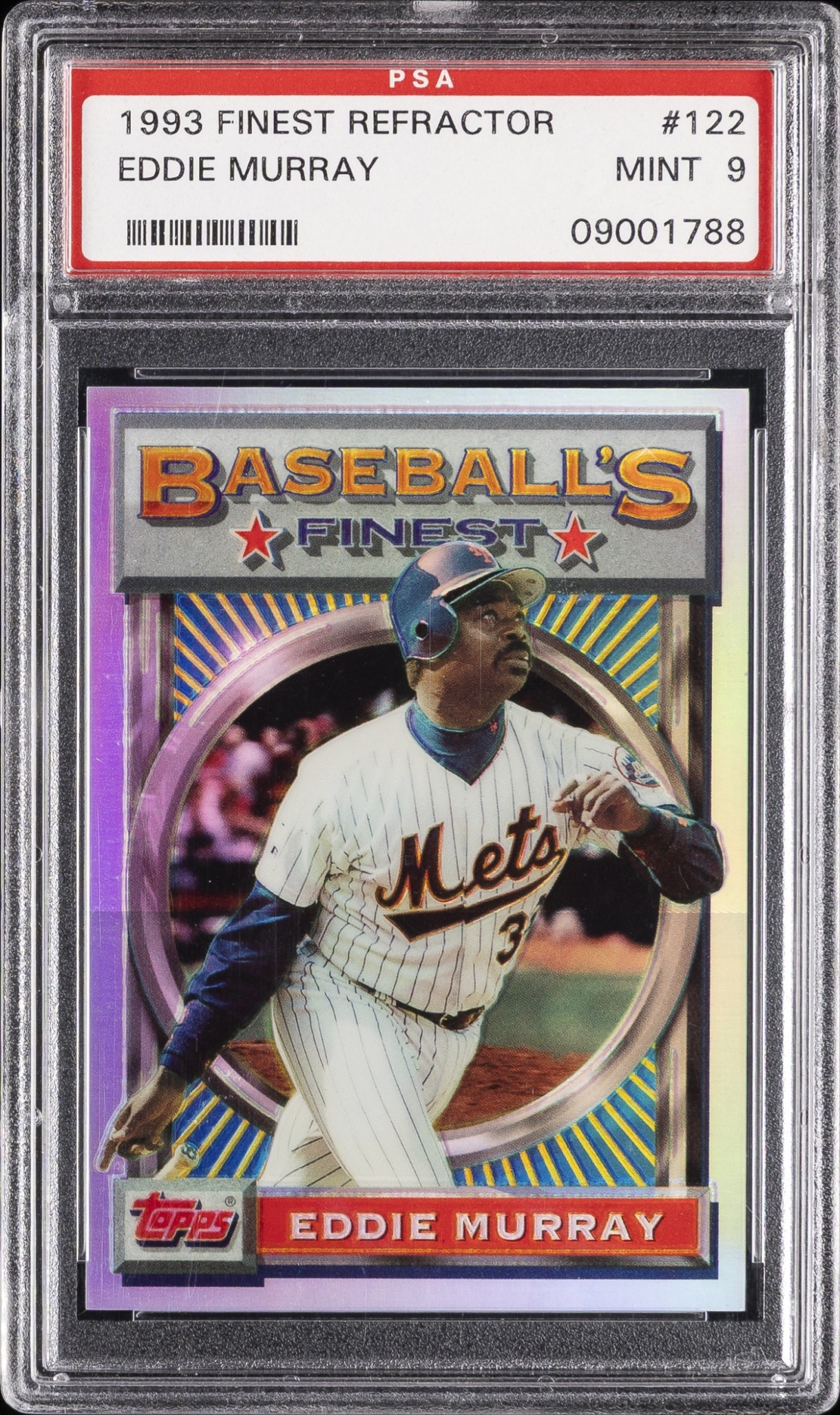 1993 Topps Baseball Finest Eddie Murray Refractor #122 New York Mets PSA 9
