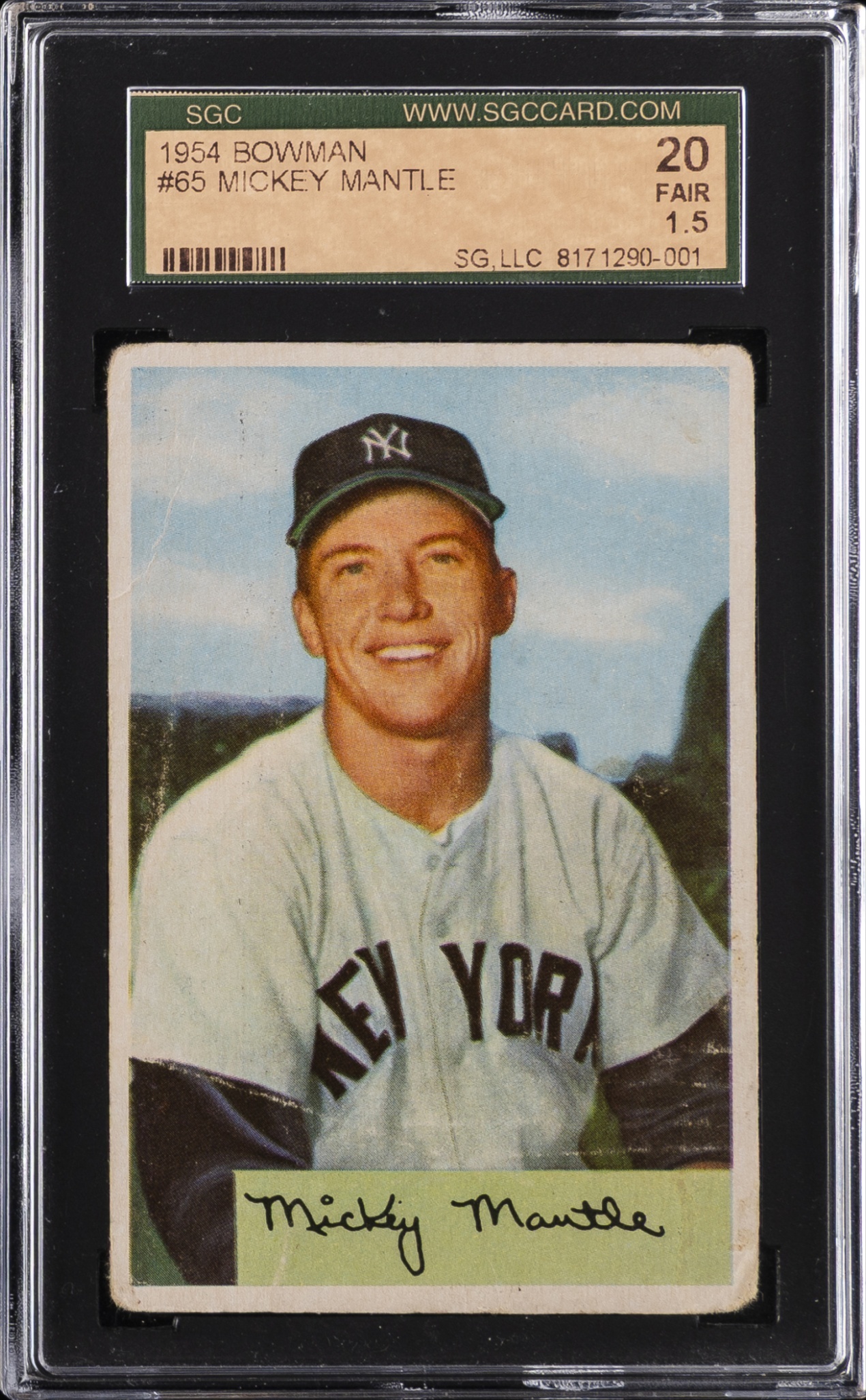 1954 Bowman Baseball Mickey Mantle #65 New York Yankees SGC 1.5