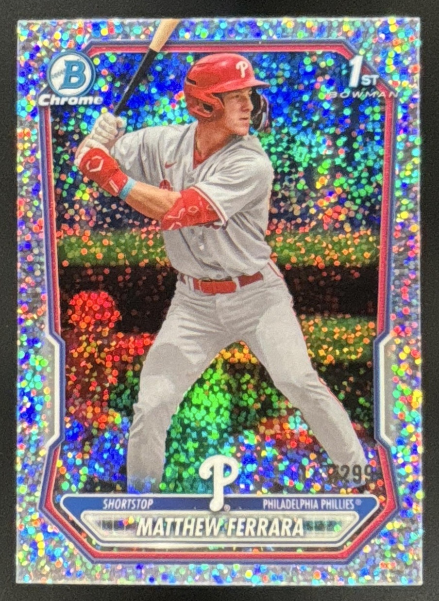 Card image for 2026 Bowman Matthew Ferrara Chrome Speckle Refractor /299 1st Prospect