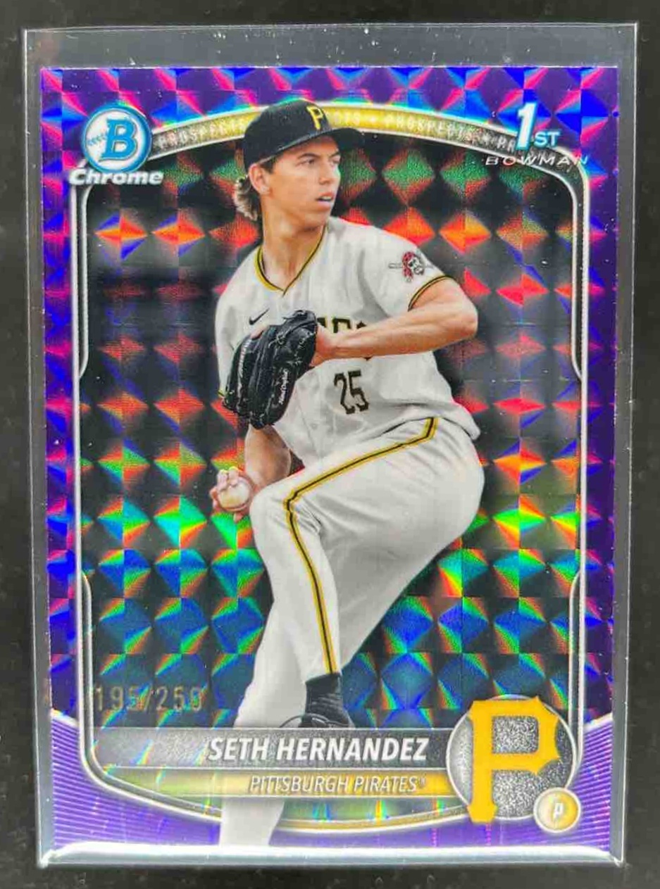 Card image for Seth Hernandez 2025 Bowman Draft Chrome Purple Geometric Refractor /250
