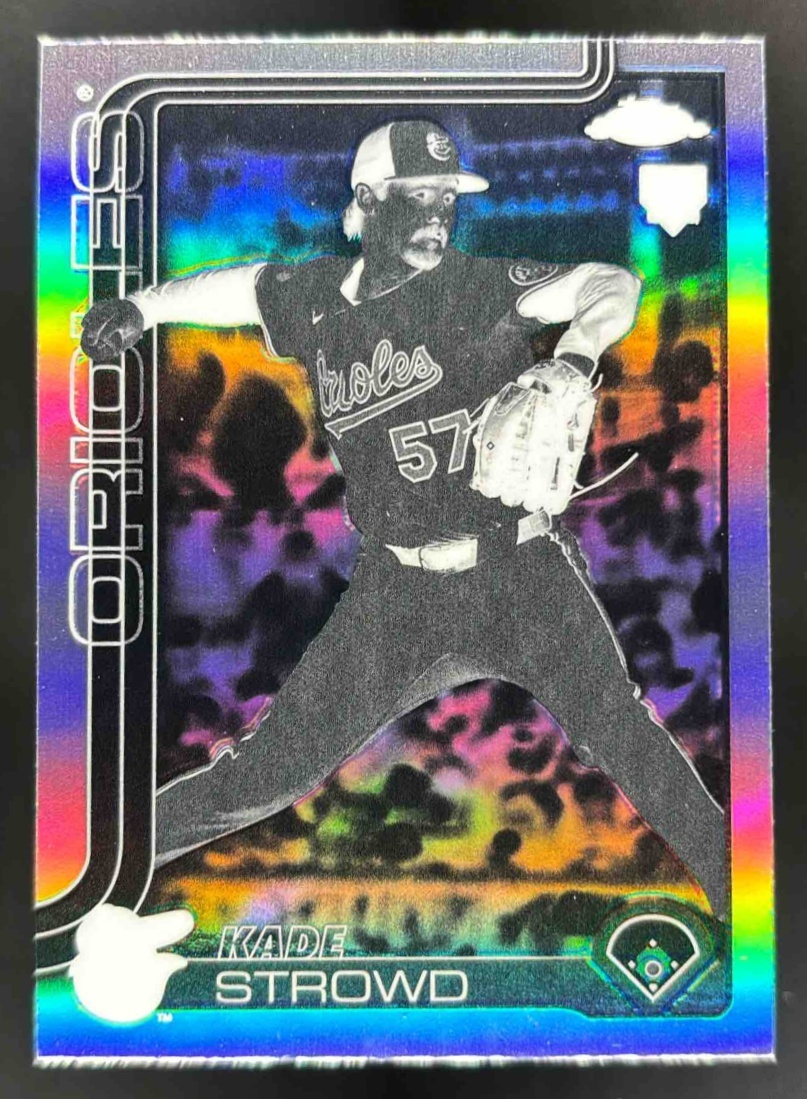 Card image for 2025 Topps Chrome Update Kade Strowd Negative Refractor #USC193 RC Orioles