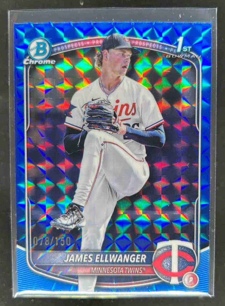 Card image for James Ellwanger 2025 Bowman Draft Chrome Blue Geometric Refractor /150