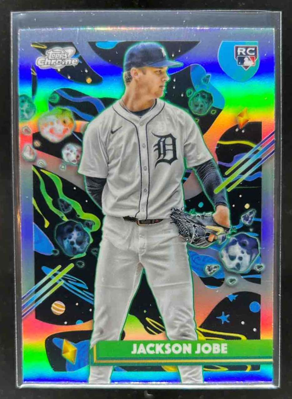 Card image for Jackson Jobe 2025 Topps Baseball Cosmic Chrome Refractor RC Detroit Tigers