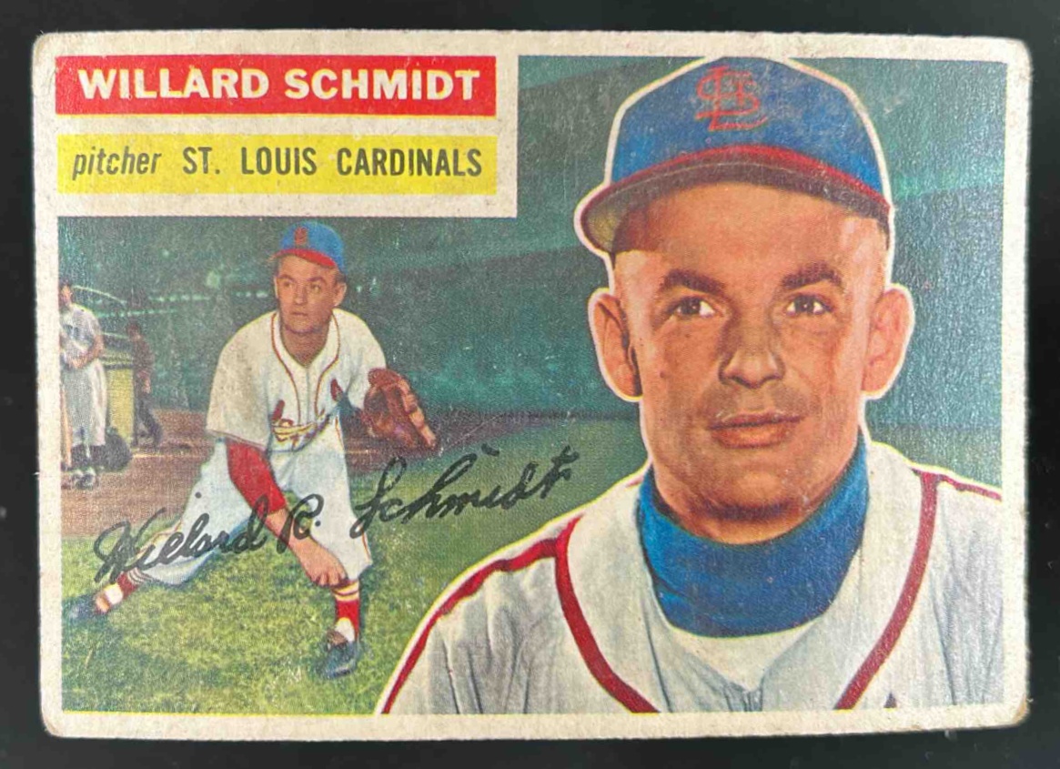 Card image for 1956 TOPPS BASEBALL WILLARD SCHMIDT #323 ST. LOUIS CARDINALS