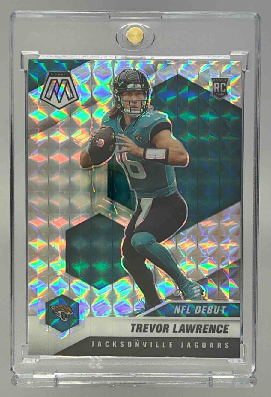 Card image for 2021 Panini Football Mosaic Trevor Lawrence #241 RC Jacksonville Jaguars