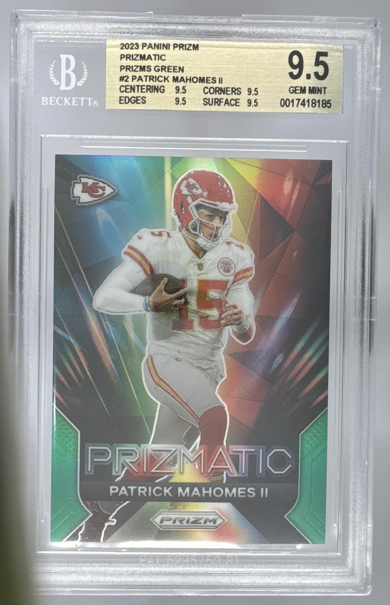 Card image for 2023 Panini Football Prizm Patrick Mahomes II Prizmatic #2 Kansas City Chiefs