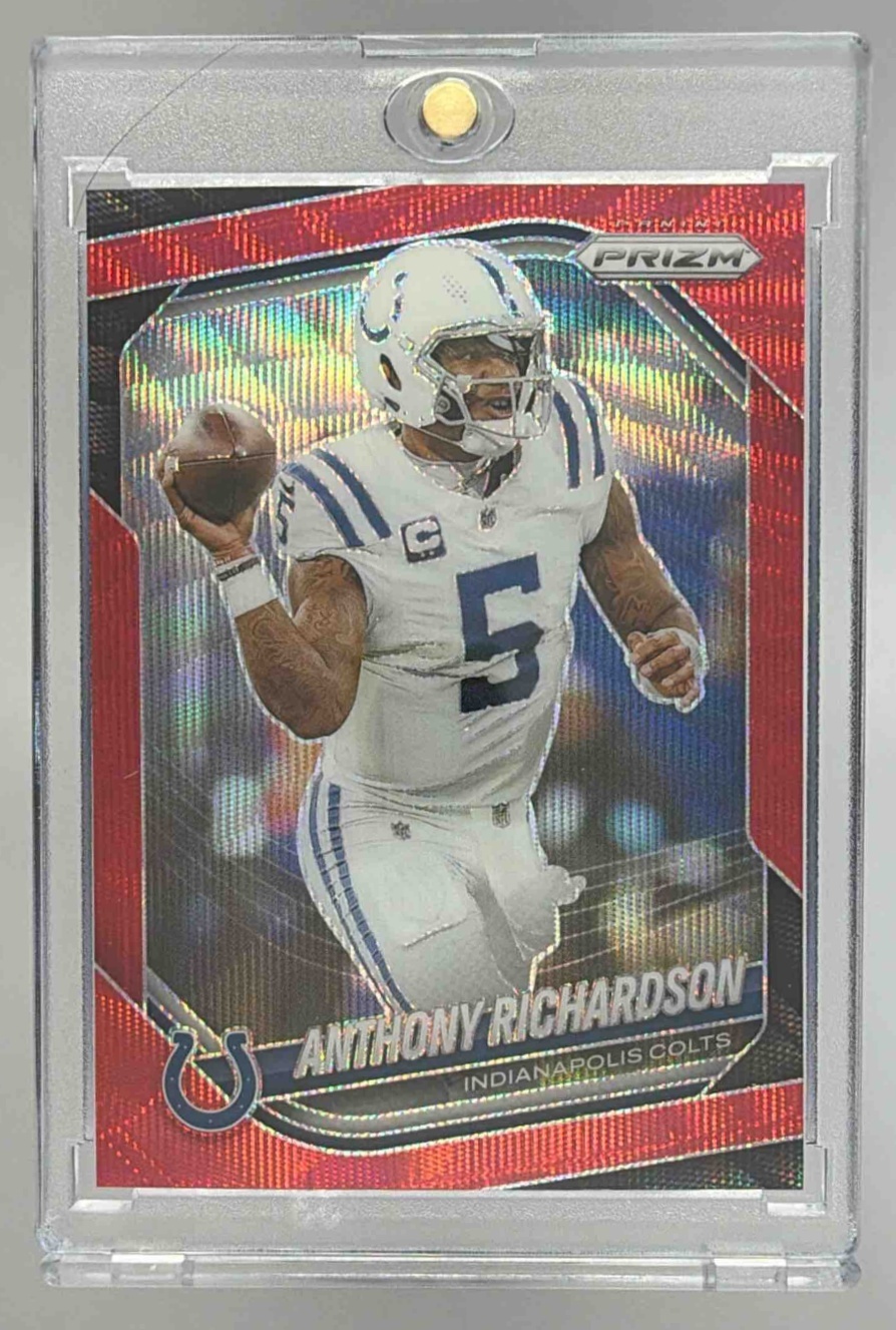 Card image for 2025 Panini Prizm Anthony Richardson Red Wave /149 #193 Colts
