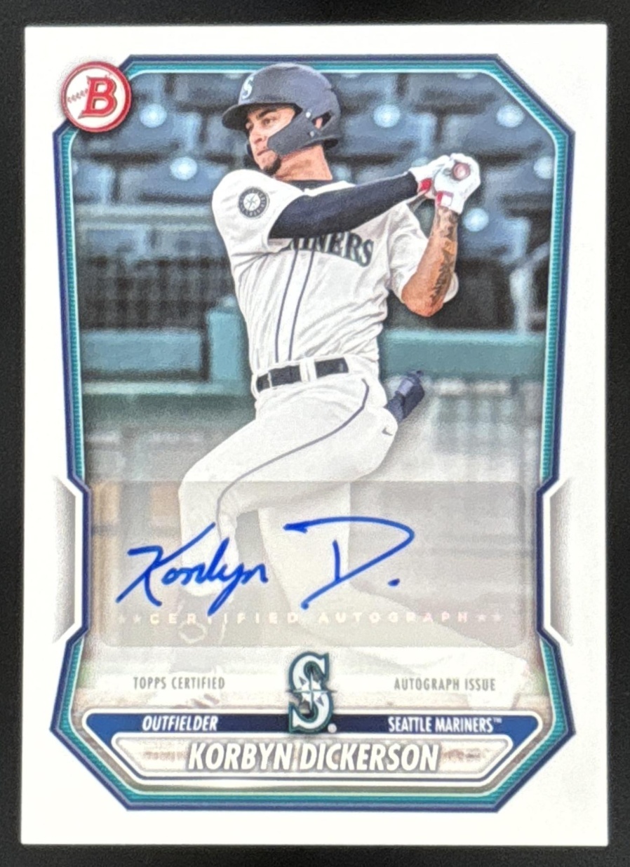 Card image for Korbyn Dickerson 2026 Bowman Prospect Retail Auto Seattle Mariners
