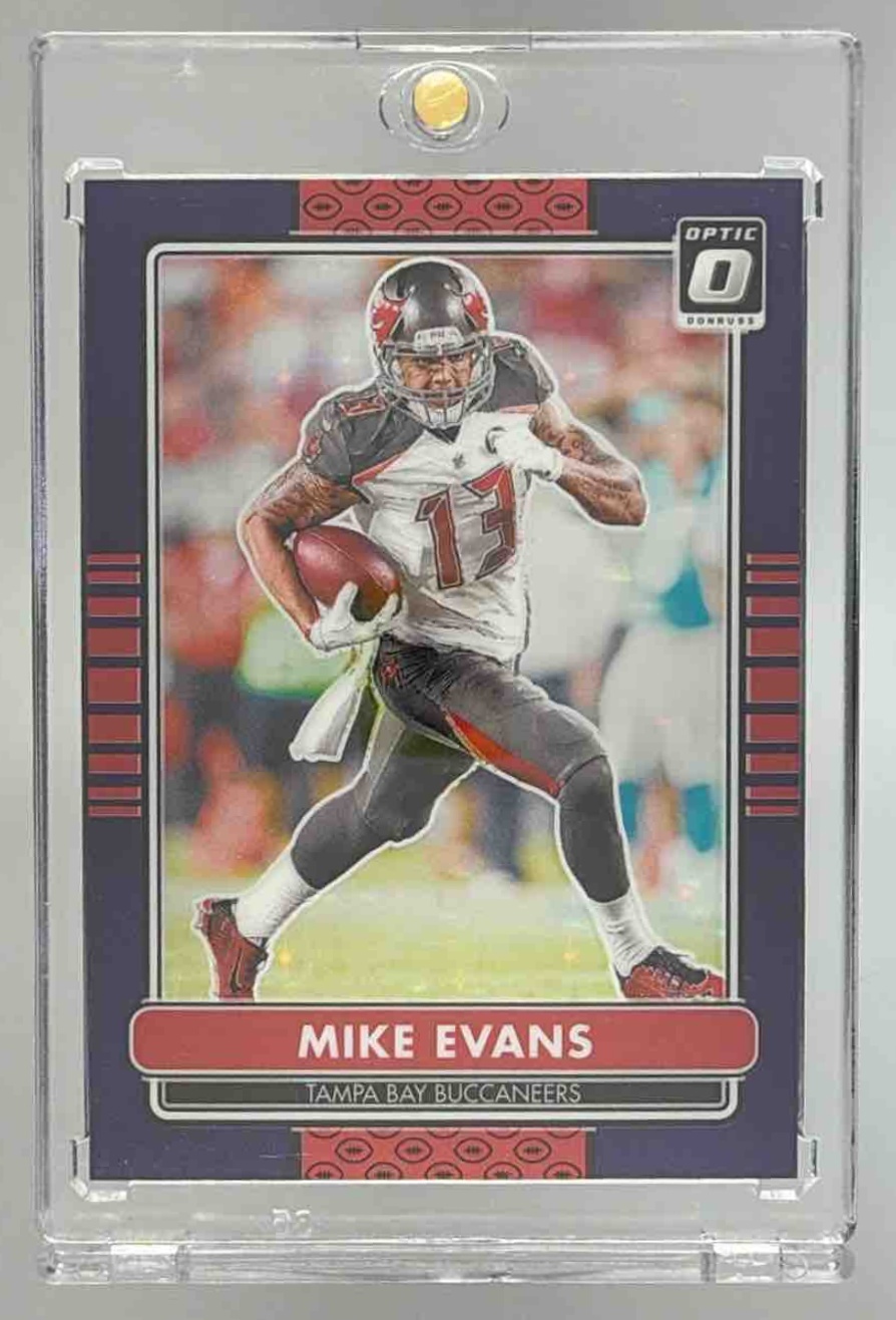 Card image for 2024 Panini Donruss Optic Mike Evans 2014 Retro Series Purple Stars /25 #18 Buccaneers