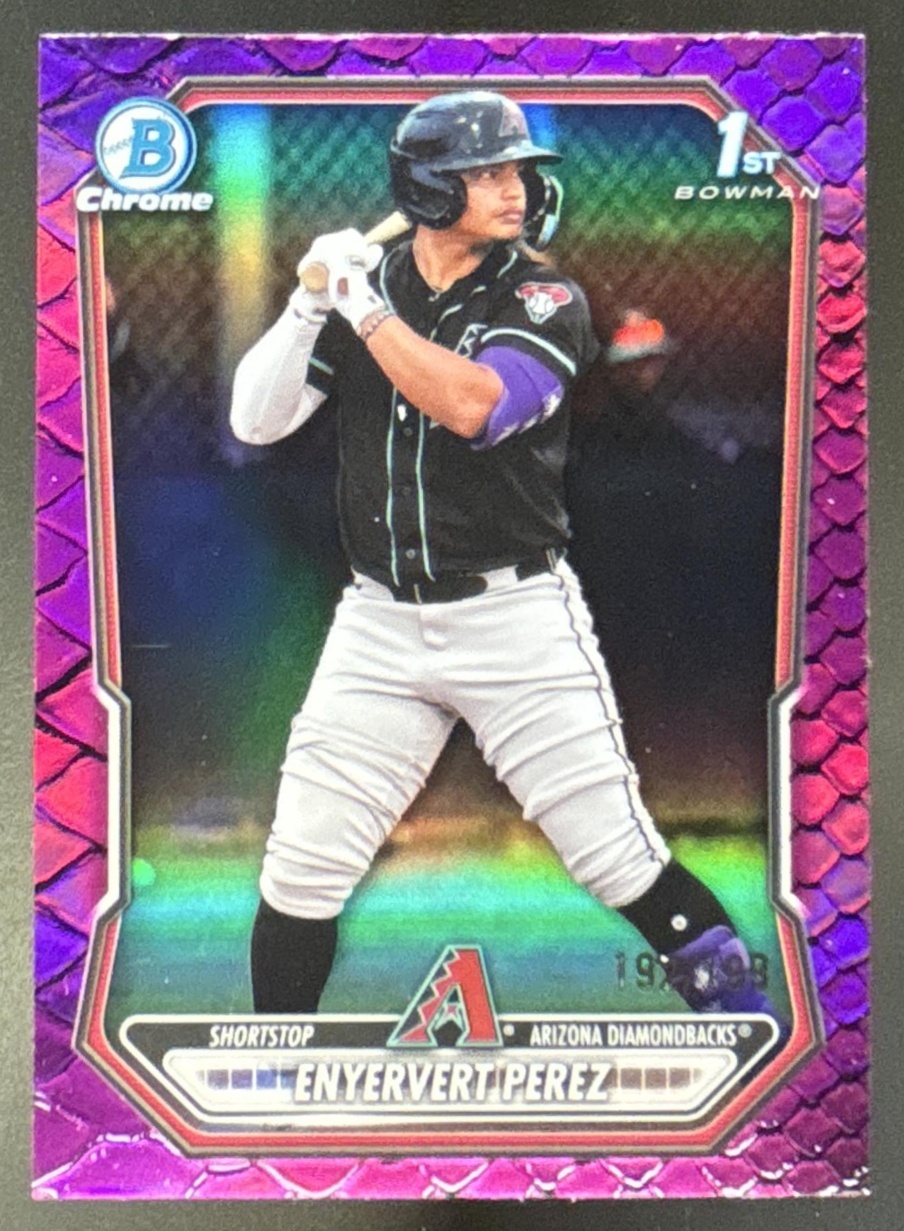 Card image for 2026 Bowman Enyervert Perez Chrome Reptilian Fuchsia Refractor /199 1st Prospect