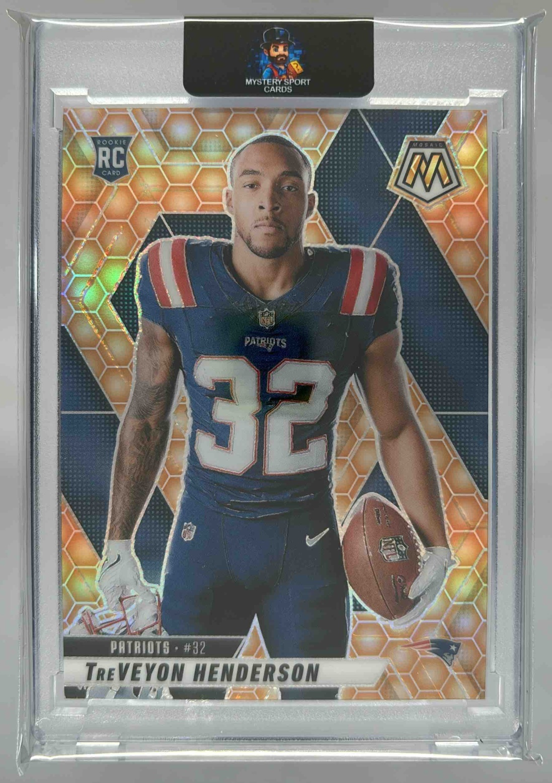 Card image for 2025 Panini Mosaic TreVeyon Henderson Rookie Variation #278 RC Patriots
