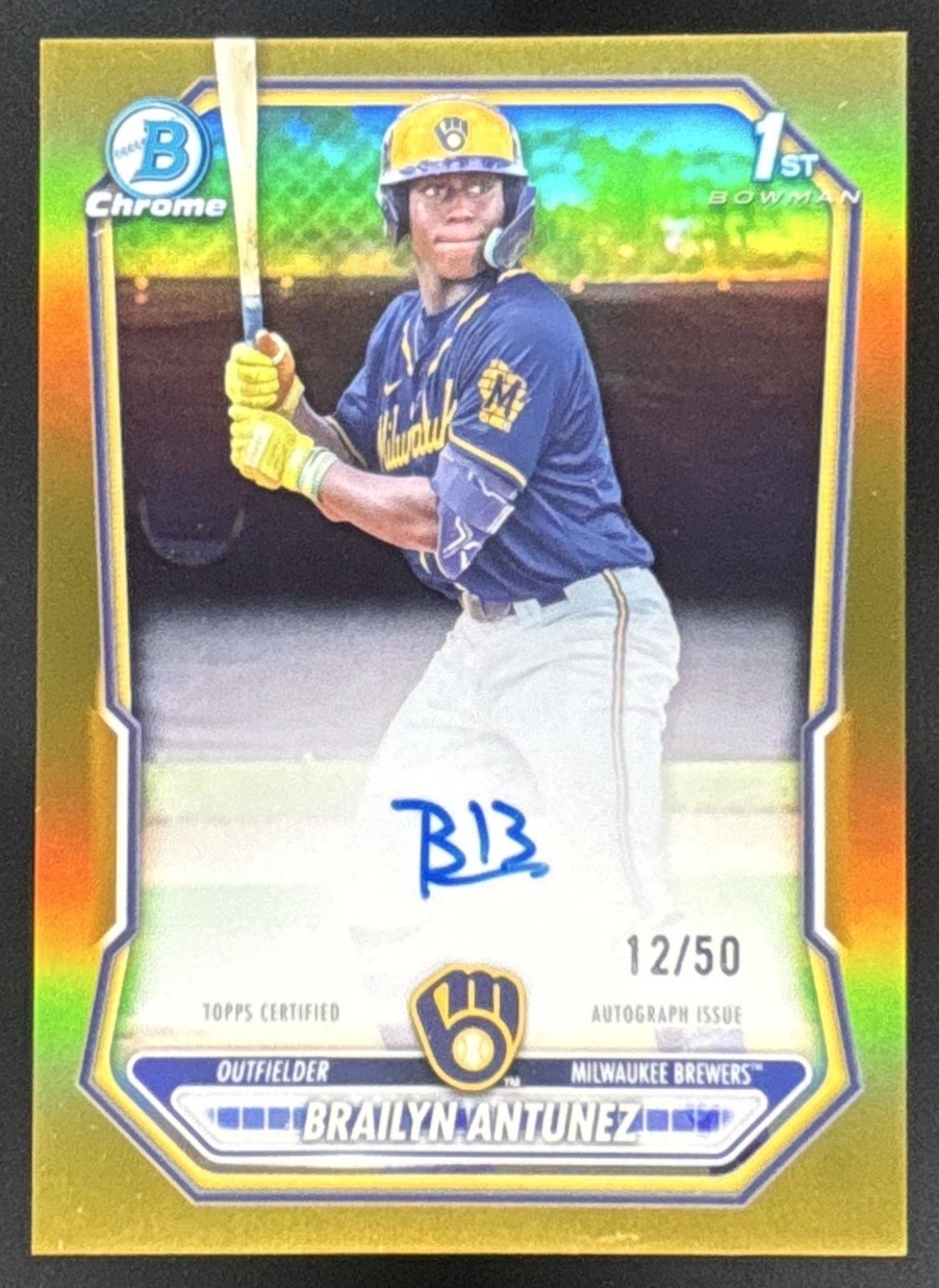 Card image for 2026 Bowman Brailyn Antunez Chrome Auto Gold Refractor /50 1st Prospect