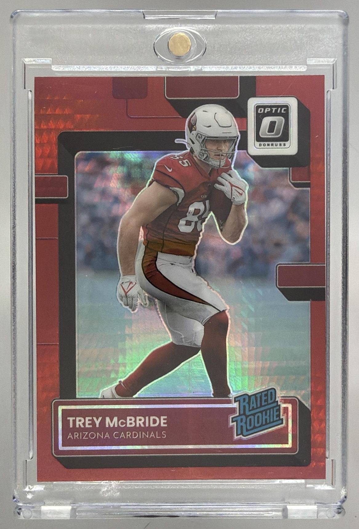 Card image for 2022 Panini Donruss Optic Trey McBride Purple Shock #237 RC Rated Rookie Cardinals