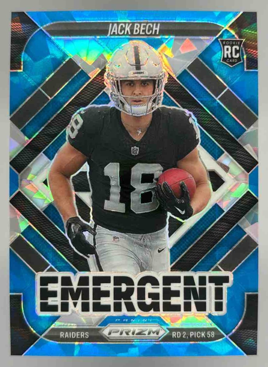 Card image for 2025 Panini Football Prizm Jack Bech Emergent Blue Ice /99 #11 Las Vegas Raiders