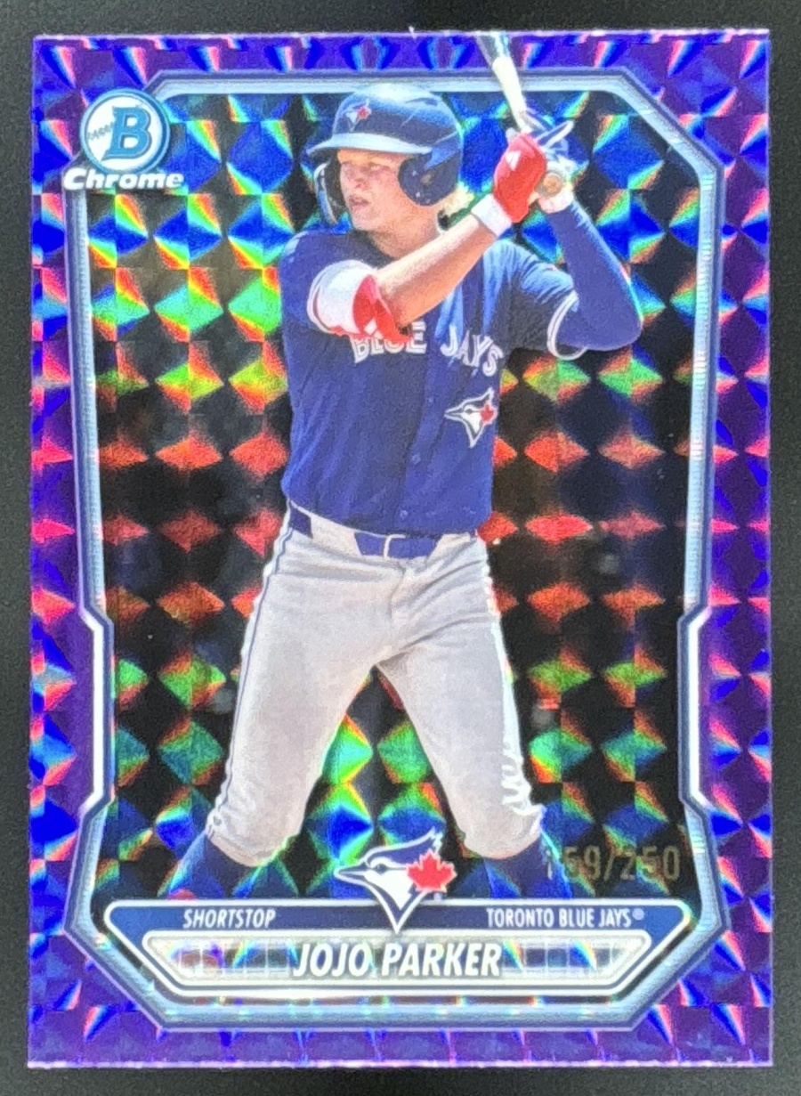 Card image for 2026 Bowman JoJo Parker Chrome Prospects Purple Geometric Refractor /250
