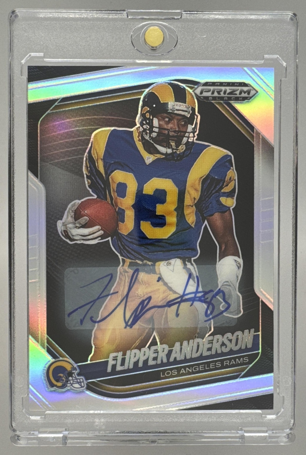 Card image for 2025 Panini Football Prizm Black Flipper Anderson Auto #79 Los Angeles Rams
