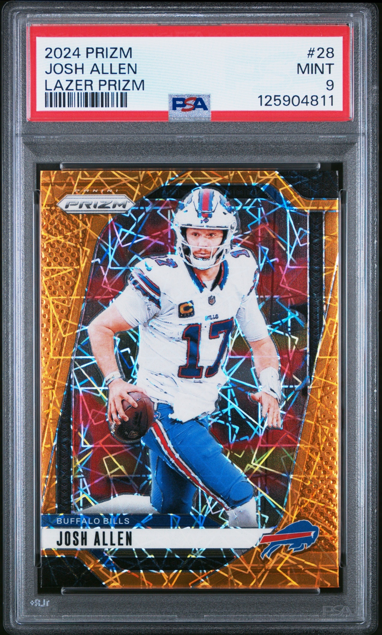 Card image for 2024 Panini Football Prizm Josh Allen Lazer #28 Buffalo Bills