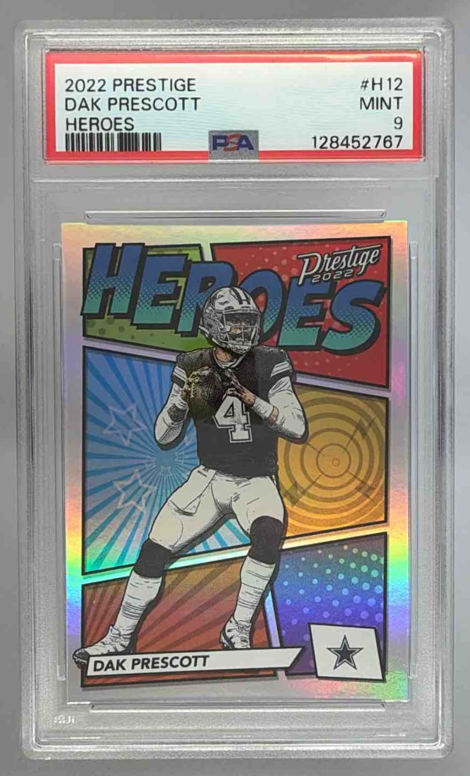 Card image for 2022 Panini Prestige Dak Prescott Heroes Xtra Points Gold /99 #H-12 Cowboys