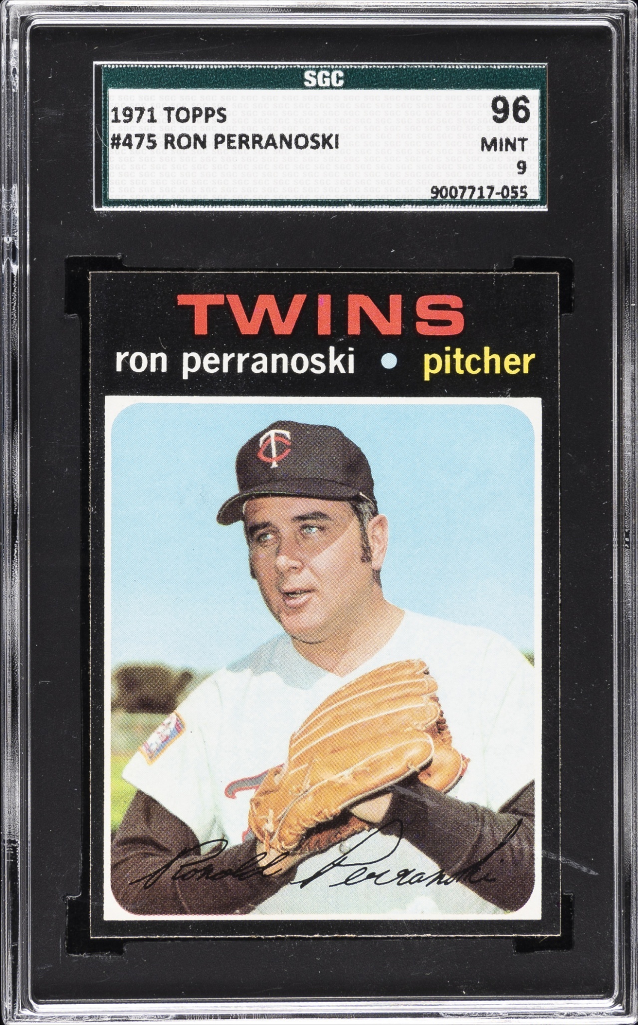 1971 Topps Baseball Ron Perranoski #475 Minnesota Twins SGC 9
