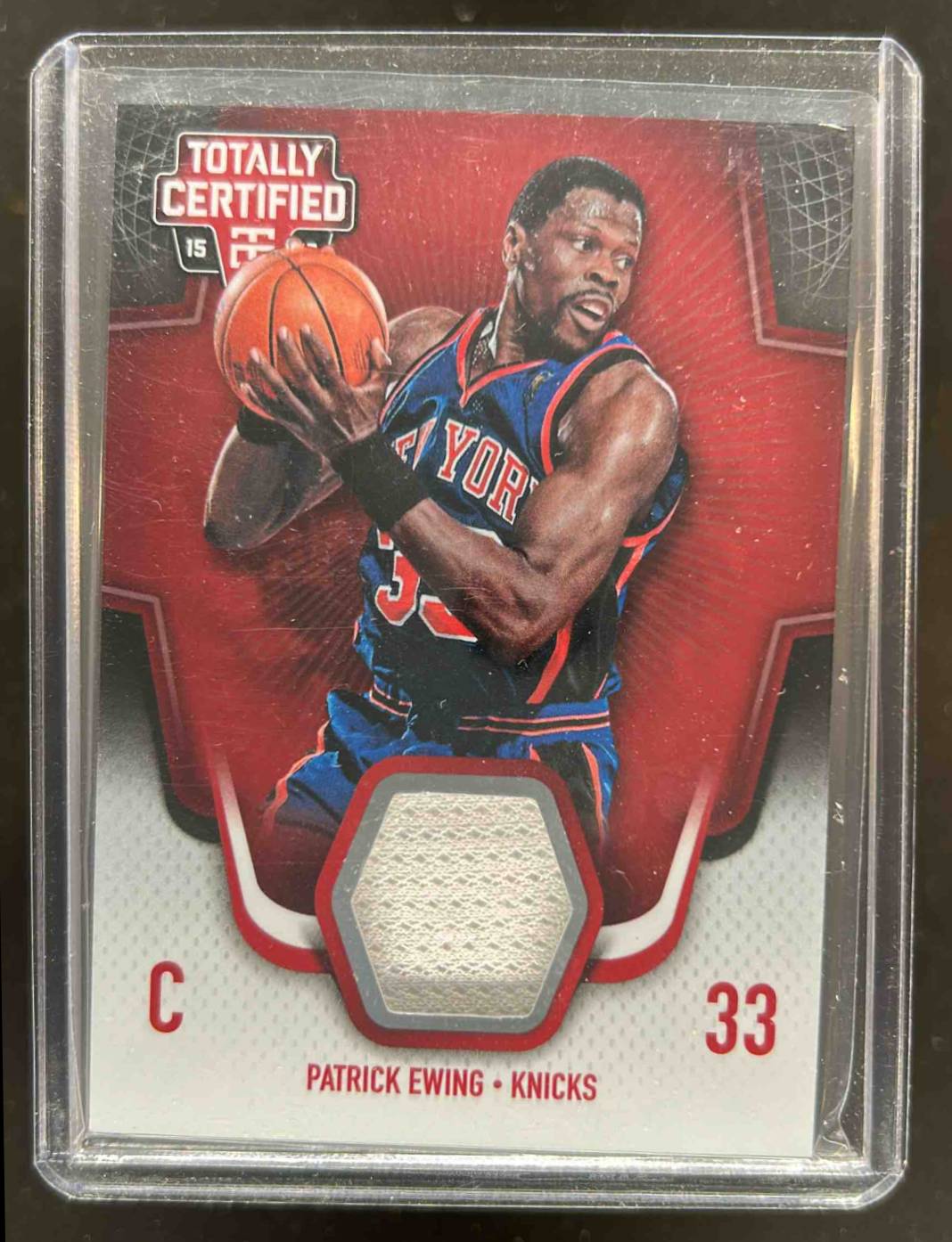 Card image for 2015-16 Panini Totally Certified Patrick Ewing Materials Red 161 /199 #TCM-PE
