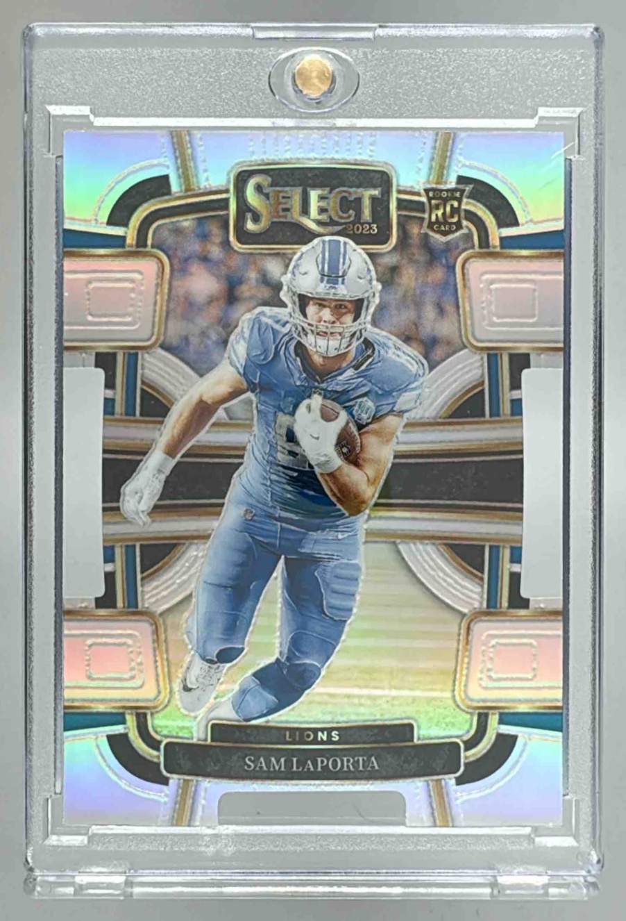 Card image for 2023 Panini Select Sam LaPorta Silver Prizms Die Cut #35 RC Concourse Lions