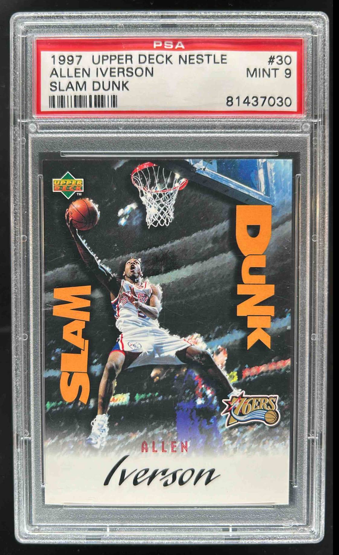Card image for 1997-98 UPPER DECK NESTLE SLAM DUNK ALLEN IVERSON #SD30 PSA 9 PHILADELPHIA 76ERS