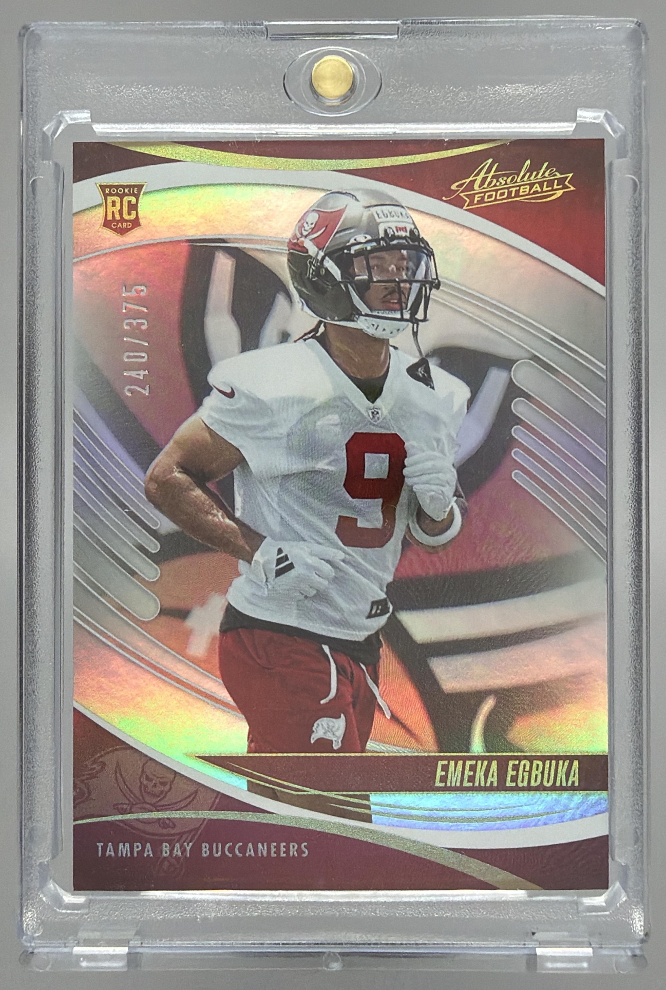 Card image for 2025 Panini Absolute Emeka Egbuka Rookies Spectrum /375 #124 RC Buccaneers