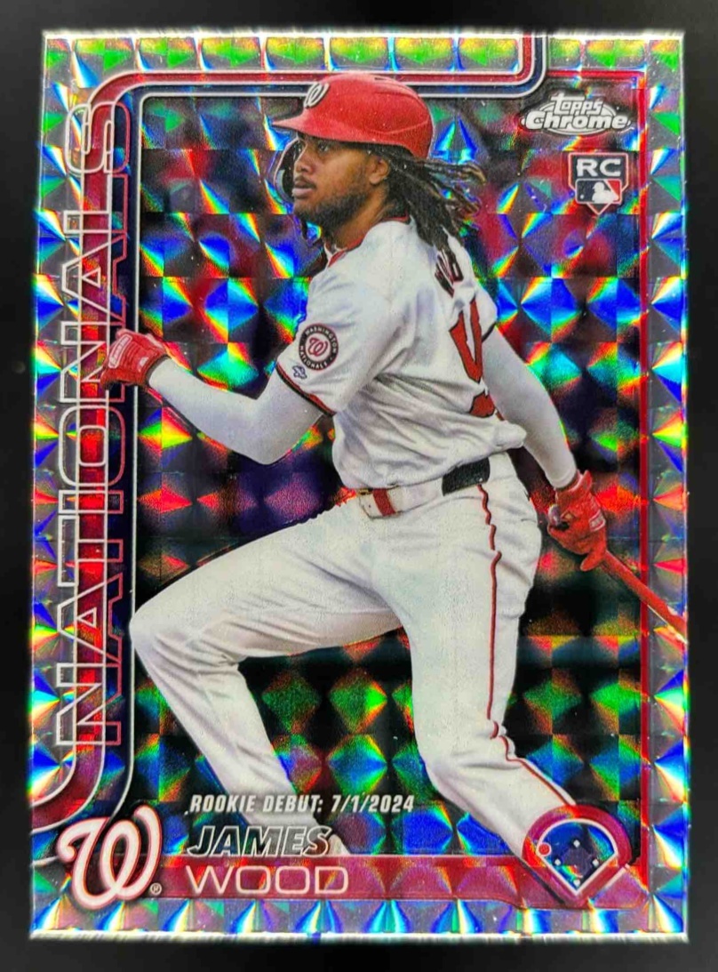 Card image for 2025 Topps Chrome Update James Wood Geometric Refractor #USC95 RC Nationals
