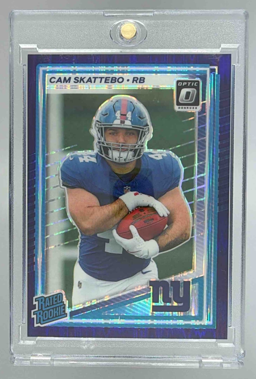 Card image for 2025 Panini Donruss Optic Cam Skattebo Rated Rookie Holo Prizm #228 Giants