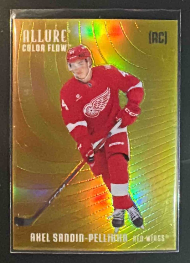 Card image for 2025 Upper Deck Allure Axel Sandin-Pellikka #CF-AS Color Flow Extended Rookies Orange-Yellow RC