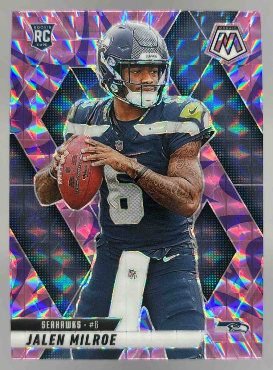 Card image for 2025 Panini Football Mosaic Jalen Milroe Rookies #322 RC Seattle Seahawks