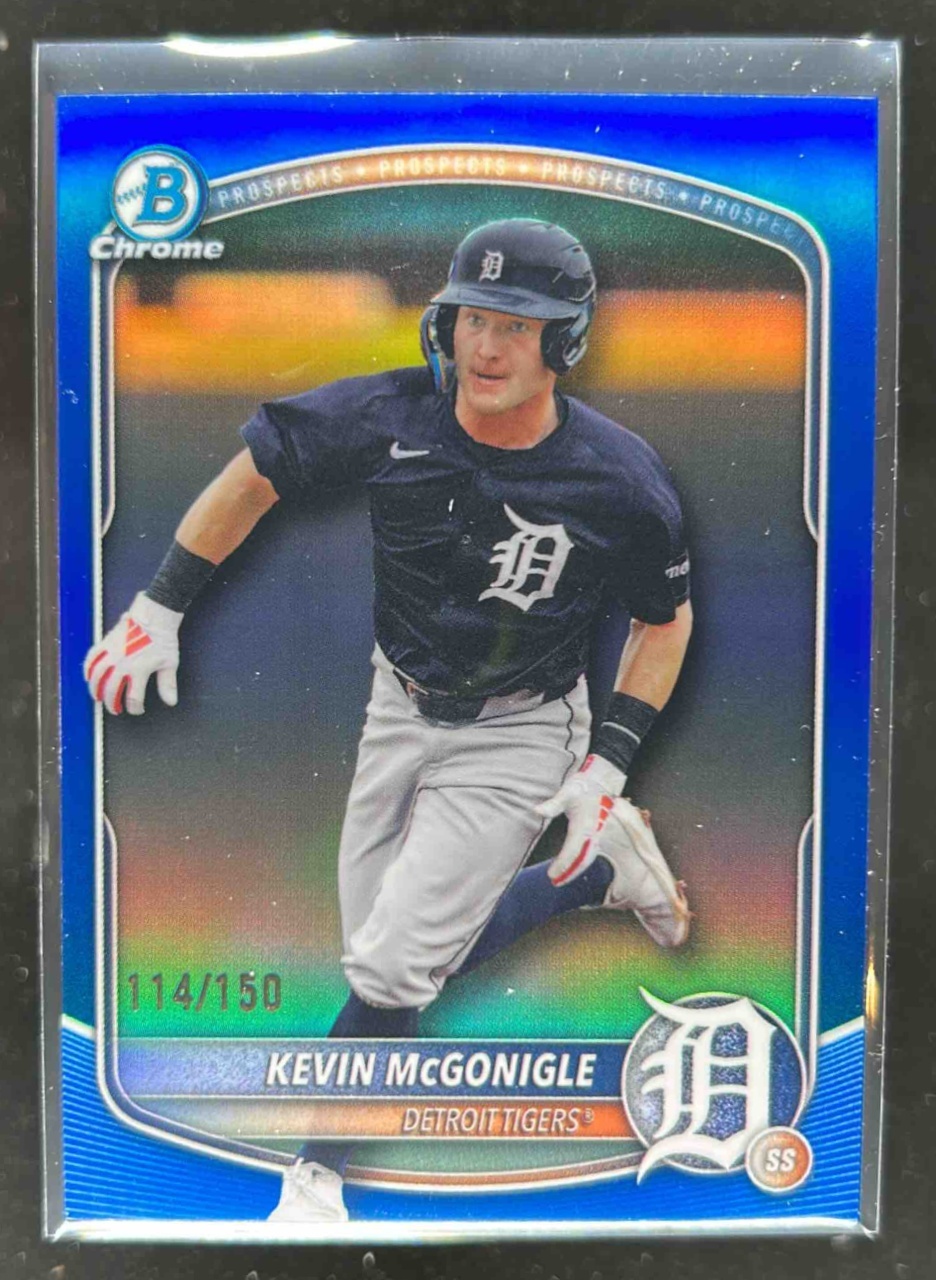 Card image for Kevin McGonigle 2025 Bowman Draft Chrome Blue Refractor /150