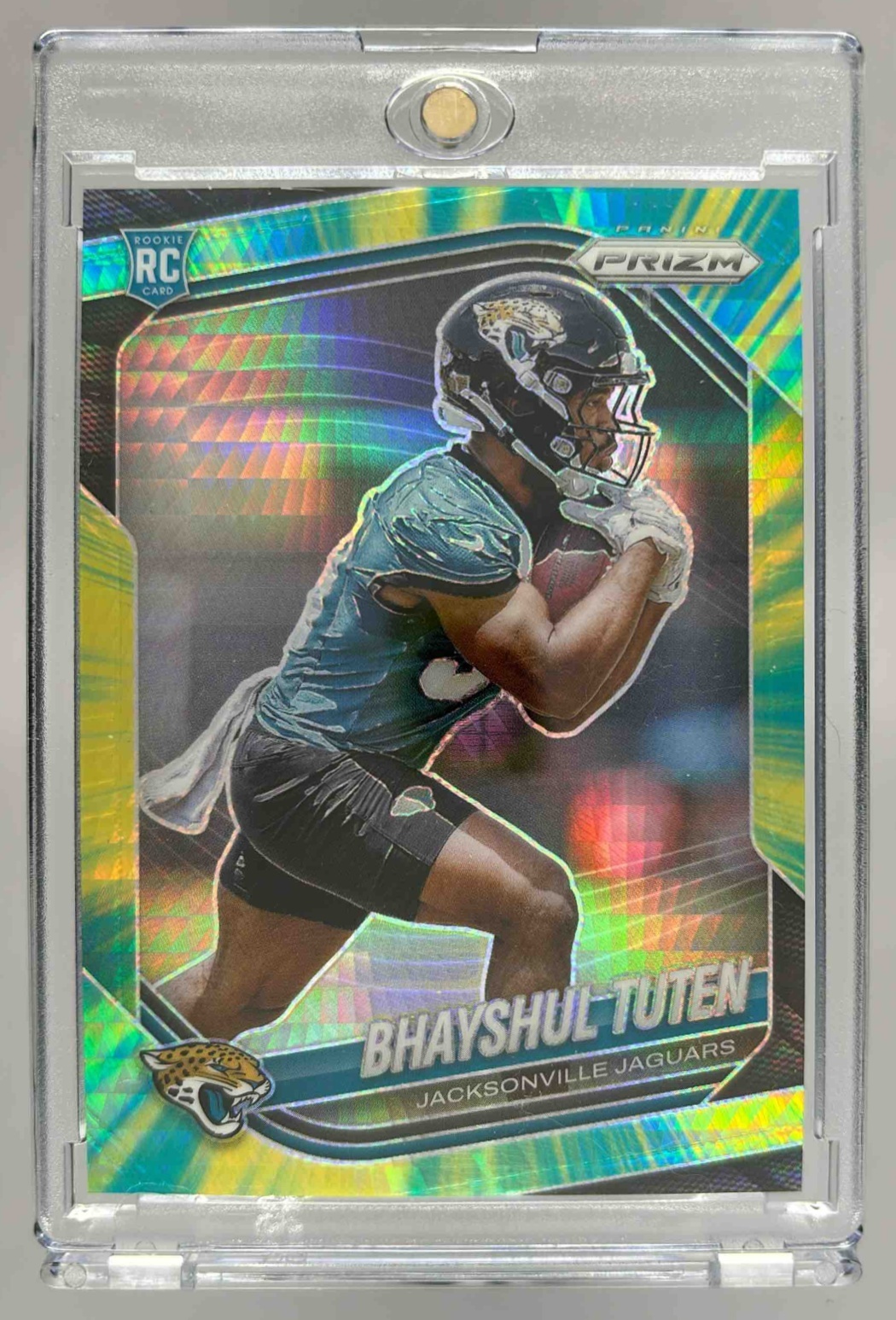 Card image for 2025 Panini Prizm Bhayshul Tuten Hyper /200 #305 RC Jaguars