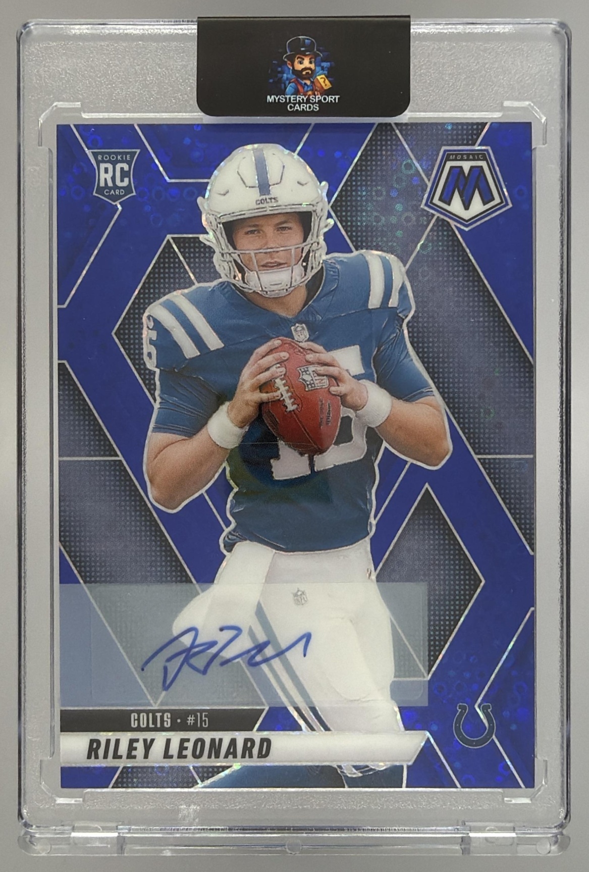 Card image for 2025 Panini Football Mosaic Riley Leonard Rookie Auto #372 RC Indianapolis Colts
