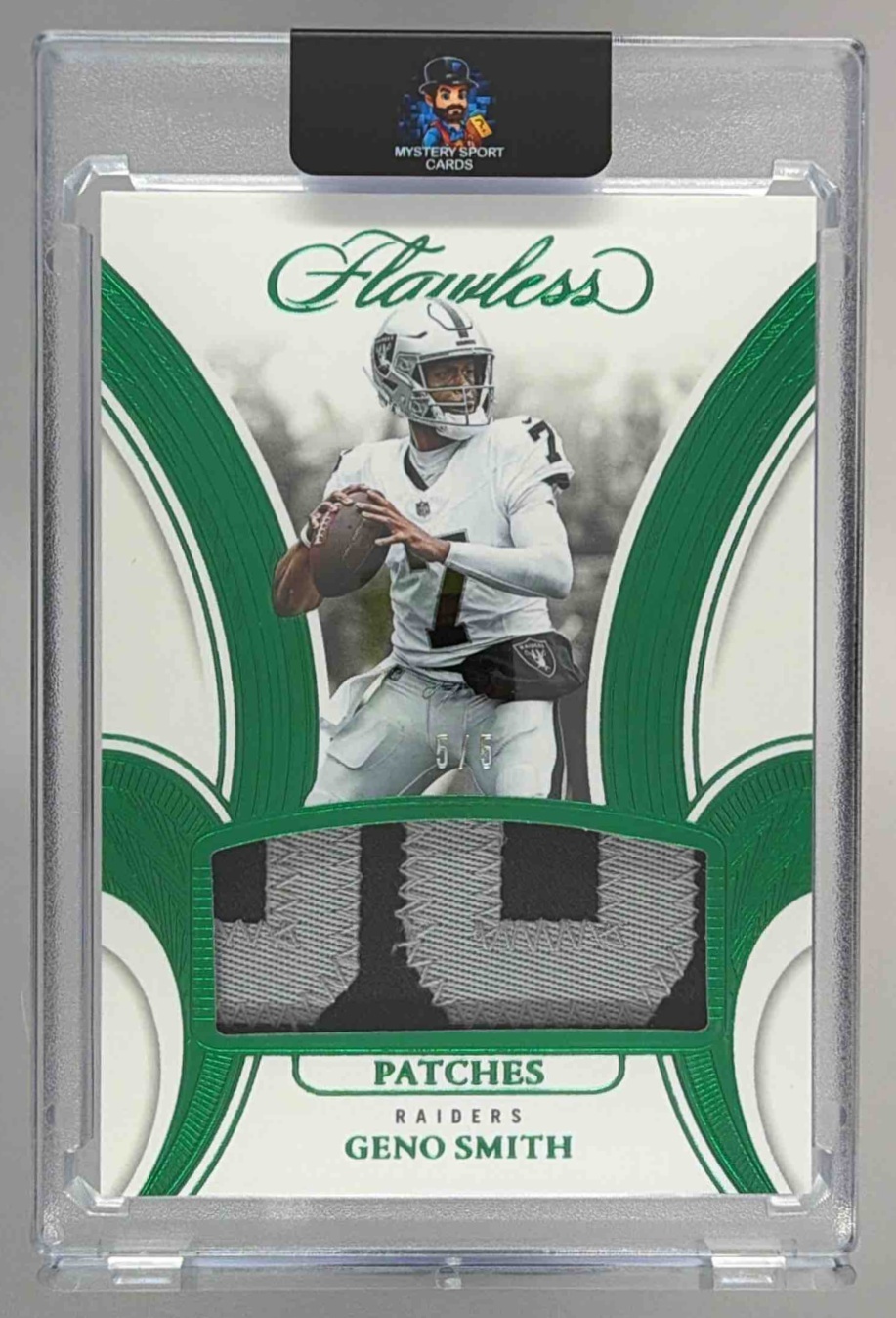 Card image for 2023 Panini Football Flawless Geno Smith Emerald /5 #58 Seattle Seahawks