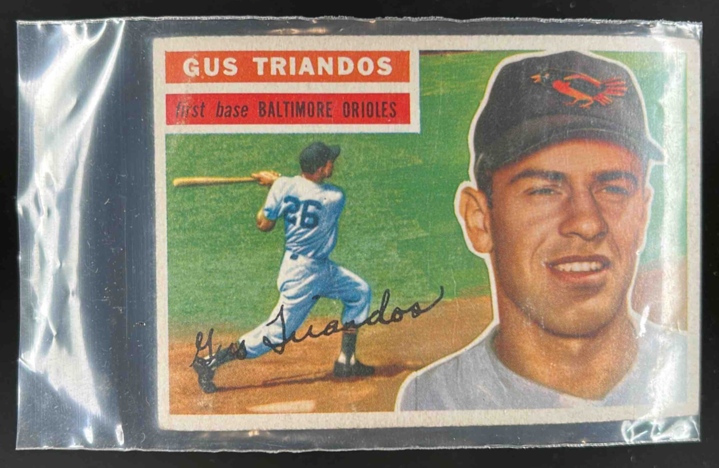 Card image for 1956 TOPPS BASEBALL GUS TRIANDOS #80B BALTIMORE ORIOLES