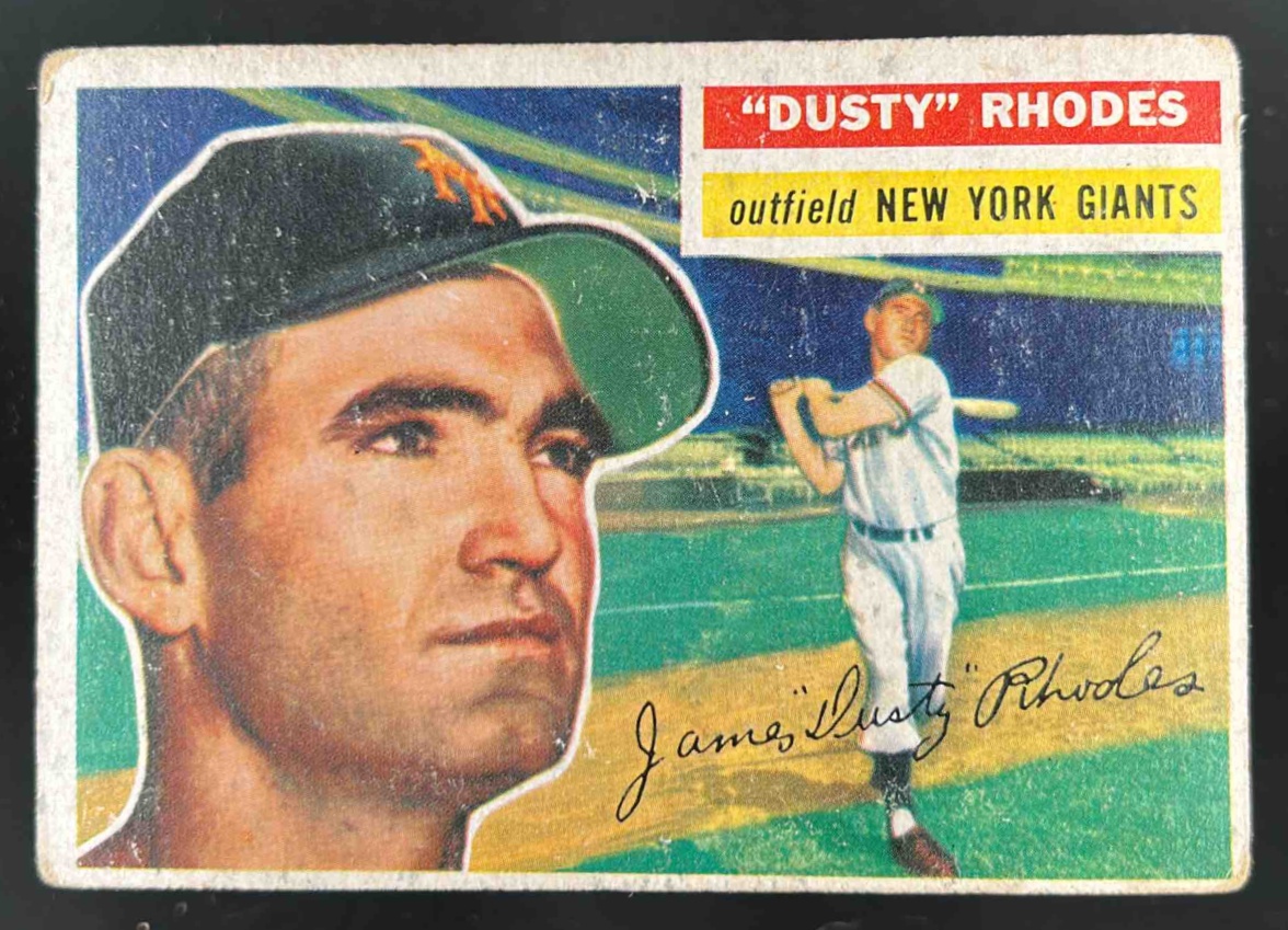 Card image for 1956 TOPPS BASEBALL DUSTY RHODES #50A NEW YORK GIANTS