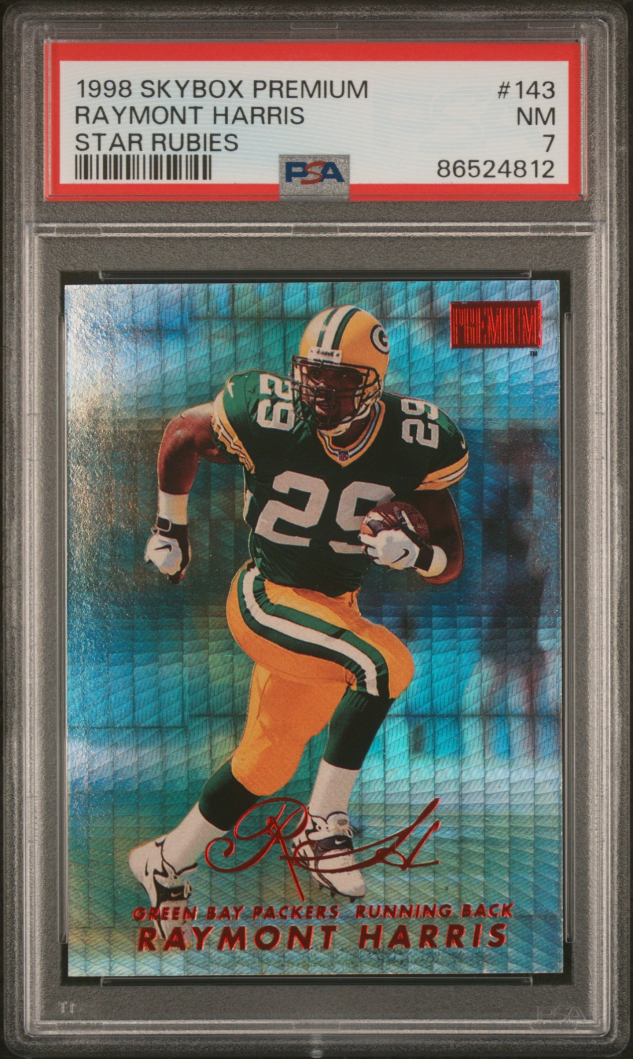 1998 Skybox Premium Raymont Harris Star Rubies /50 #143 Packers PSA 7