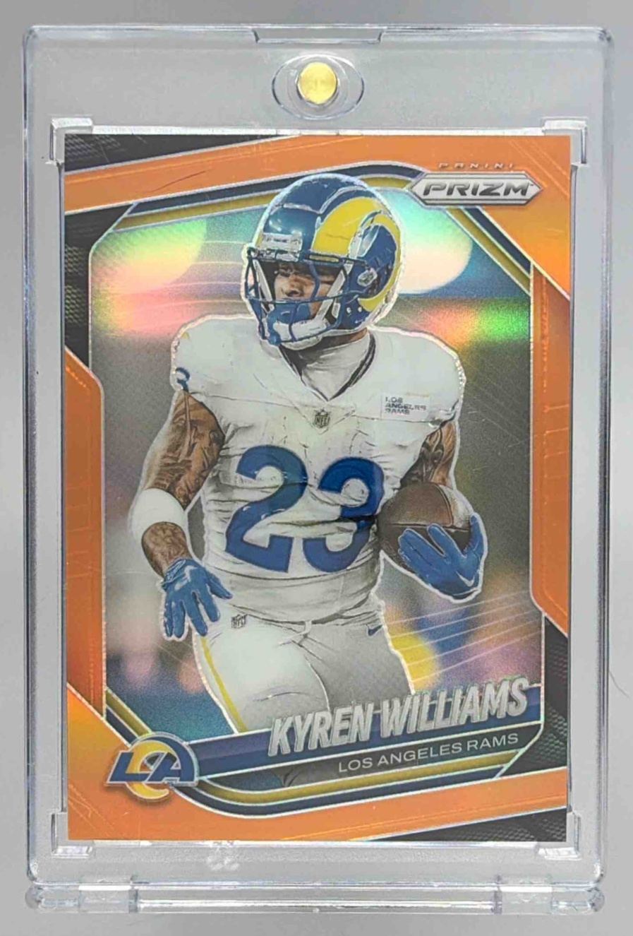 Card image for 2025 Panini Football Prizm Kyren Williams Orange /249 #138 Los Angeles Rams