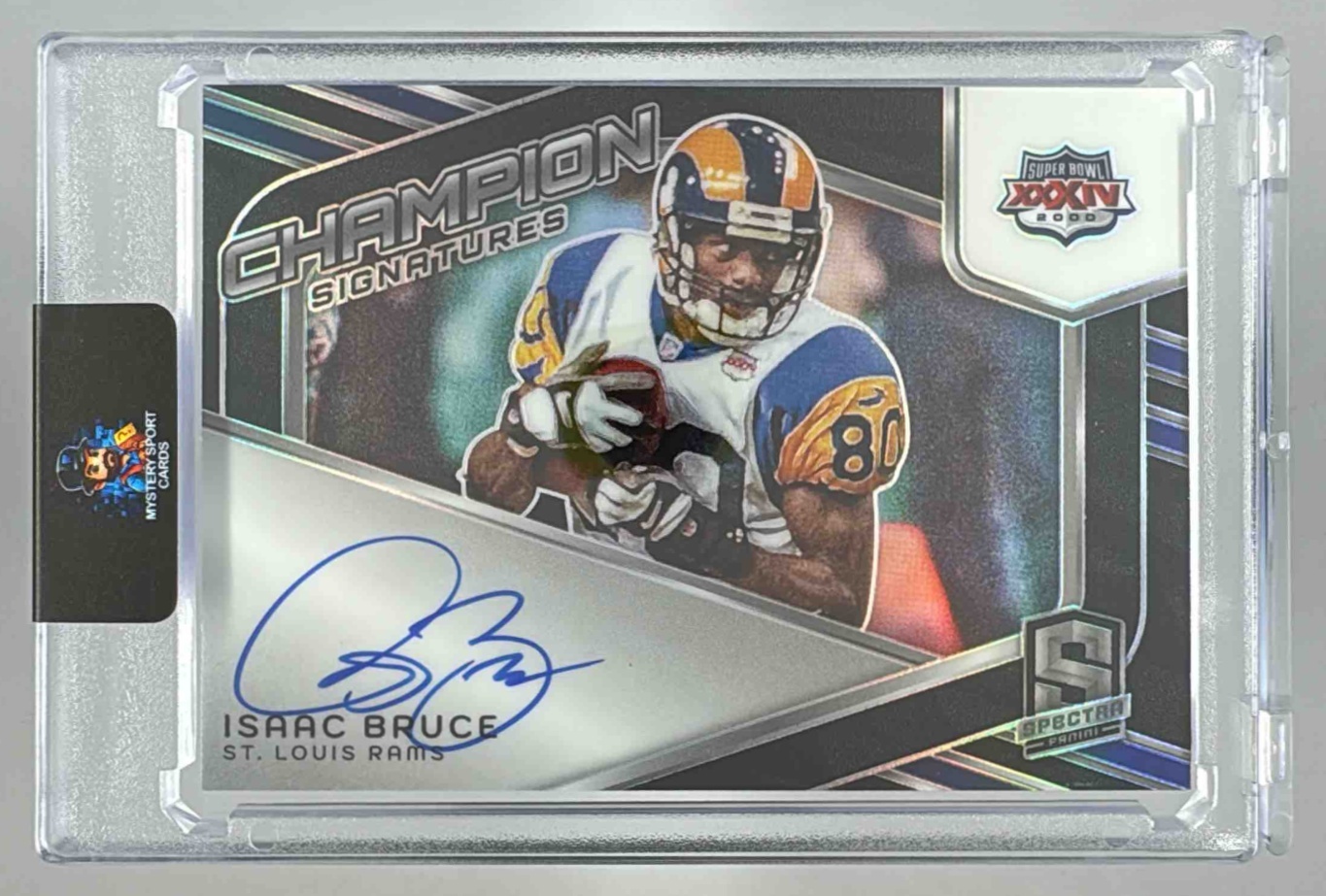 Card image for 2024 Panini Spectra Isaac Bruce Champions Signatures /149 #CS-IBE Auto Rams