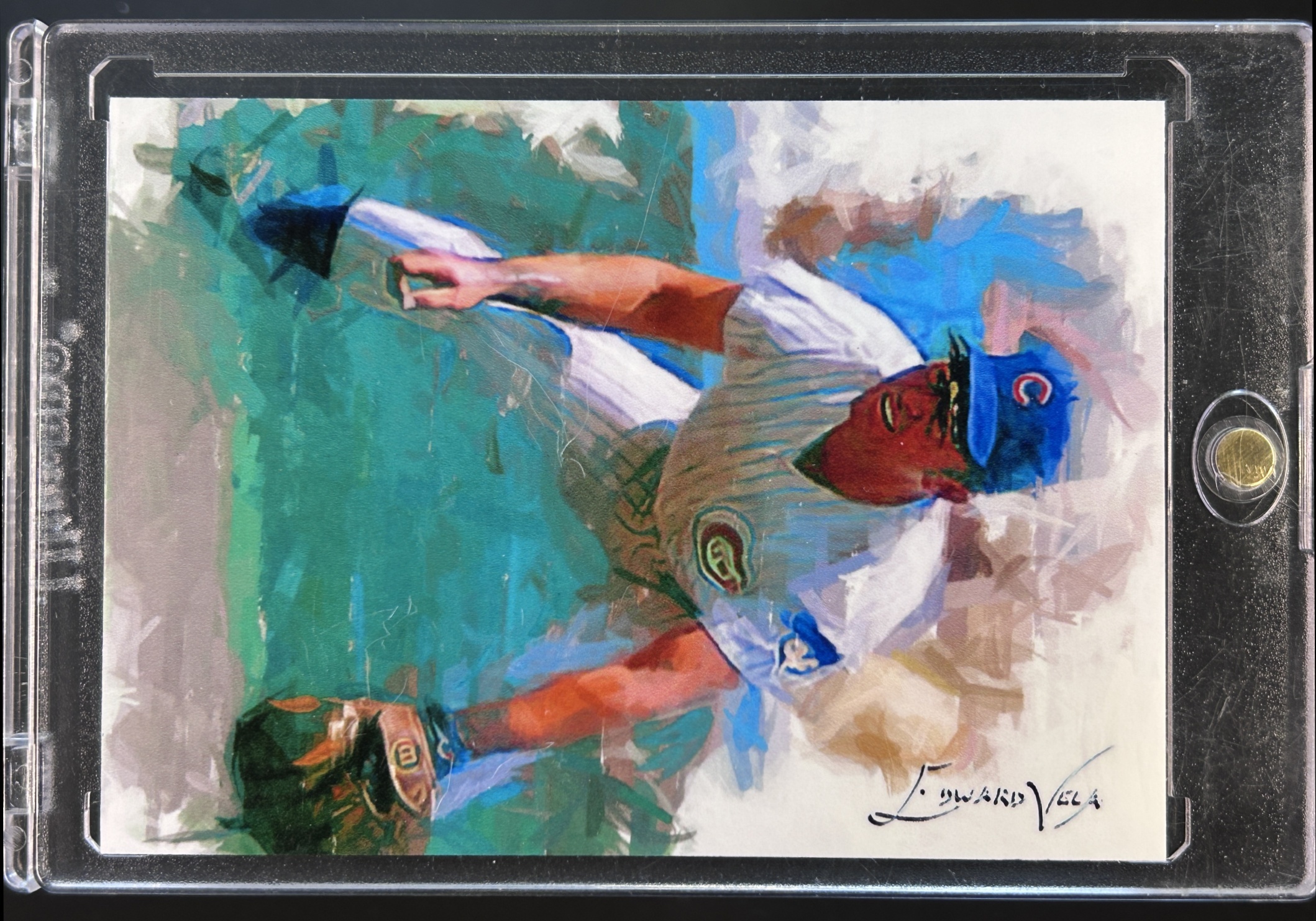 Card image for 2017 RON SANTO EDWARD VELA ART CARD #7 #'D 16/50 LIMITED EDITION OBSCURE CARD OF THIS HALL OF FAMER