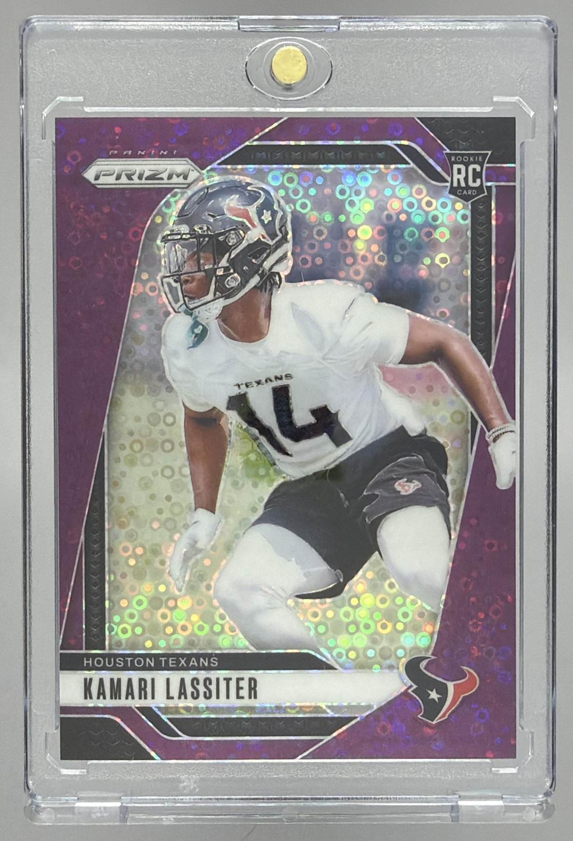 Card image for 2024 Panini Prizm Kamari Lassiter Purple Power /49 #360 RC Texans
