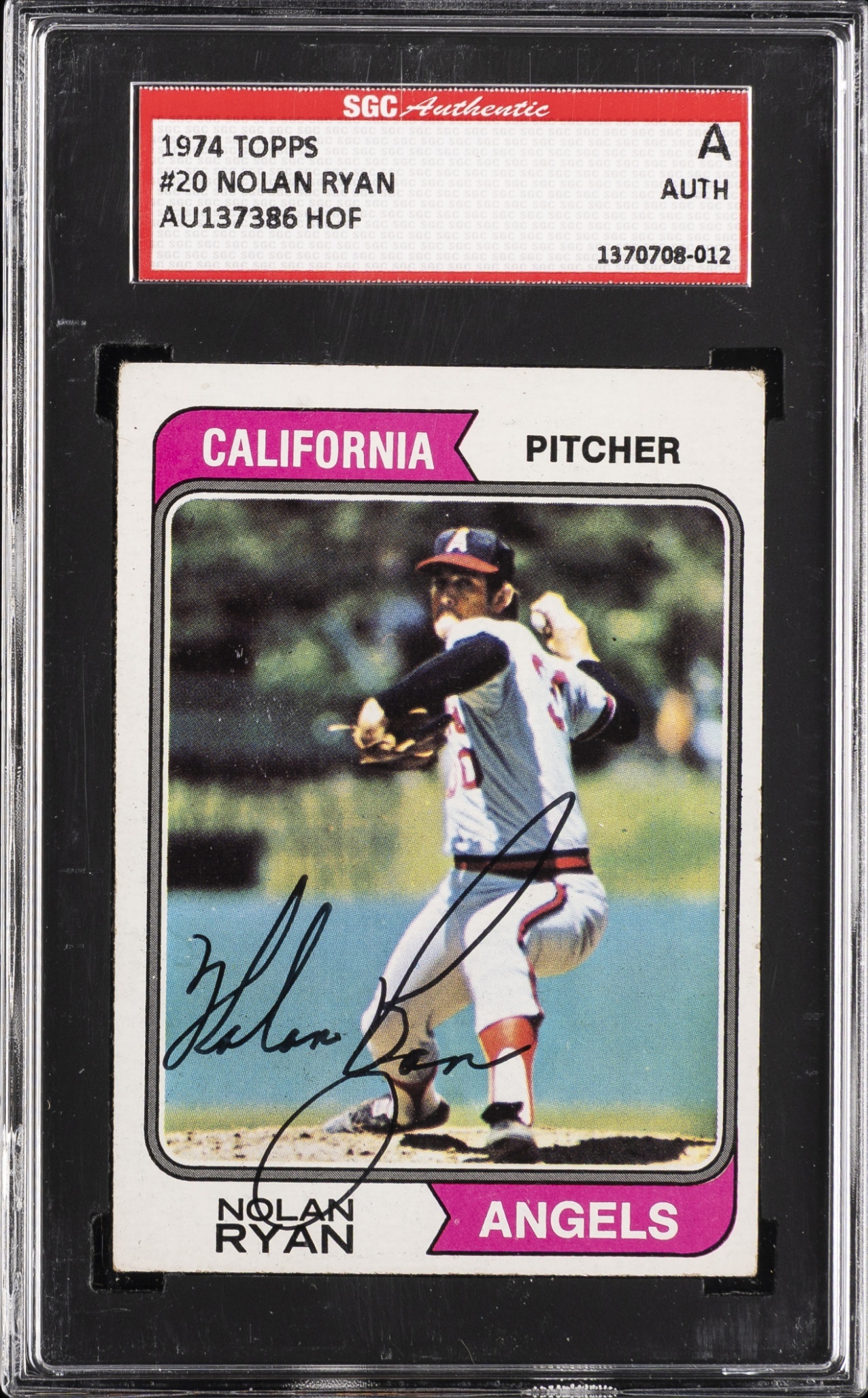 1974 Topps Baseball Nolan Ryan #20 California Angels Auto PSA Authentic