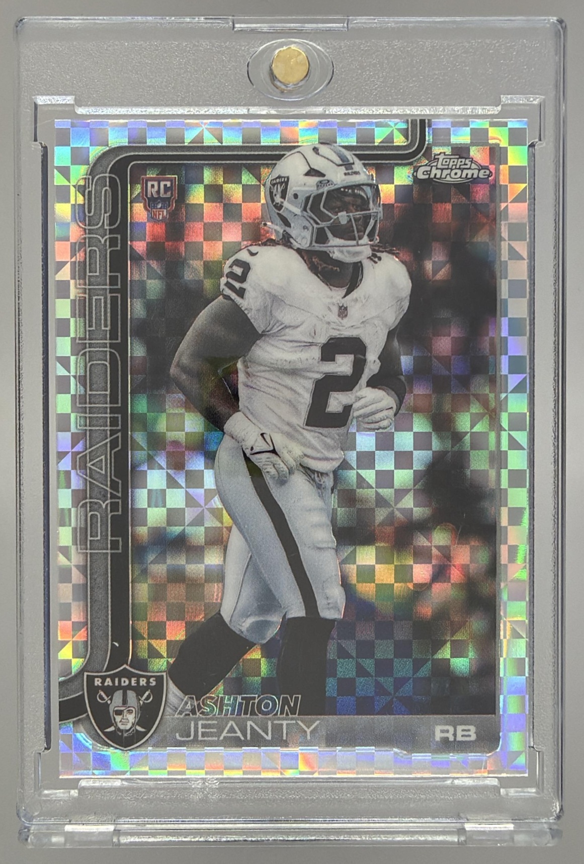 Card image for 2025 Topps Football Chrome Sapphire Ashton Jeanty #322 RC Las Vegas Raiders